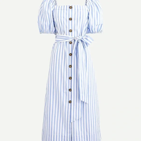 Striped Blue and White Button-Down Dress - Picture 2 of 8